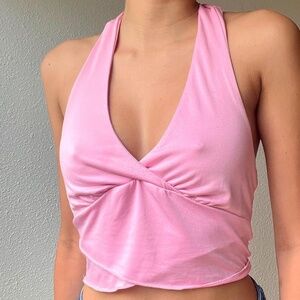 Cider Women's Pink Halter Going Out Top
